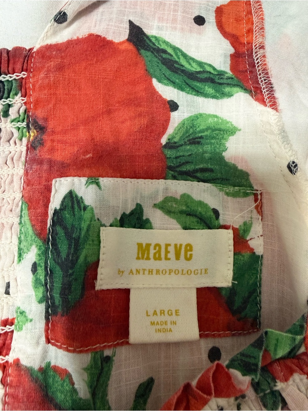 Anthropologie Mauve White Mini Dress with Red and White Floral Print - Picture 4 of 4
